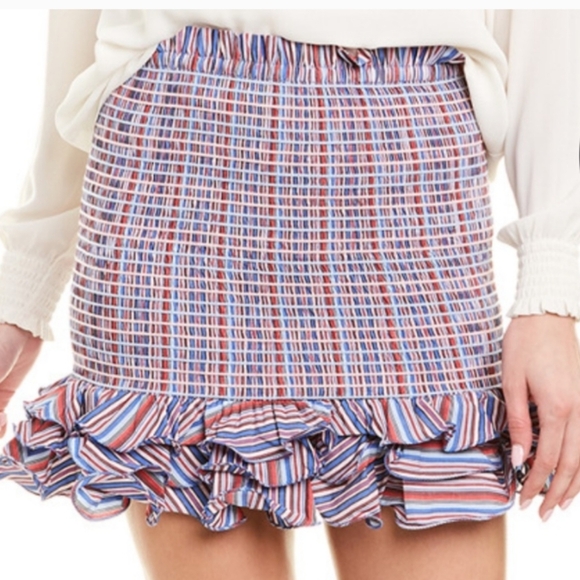 PETERSYN Revolve Marlene Minii Skirt Blue/Red XSmall NWOT Reg $245 - Picture 1 of 8
